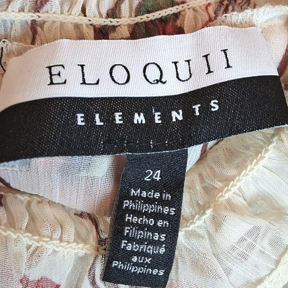 NWT Eloquii Elements Floral Sheer Ruffle Blouse Womens Sz 24 Smocked Romantic - Picture 7 of 14